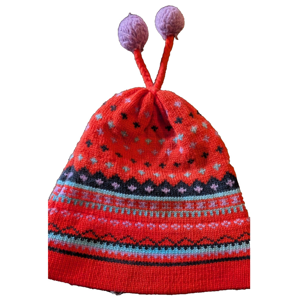 Vintage 100% Wool Winter Hat Beanie Tassel Pom Vermont